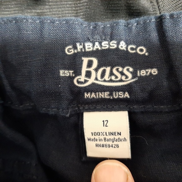 G. H. Bass & Co. Women's 100% Linen Pants Elastic Waist Size 12 Blue - Picture 5 of 6